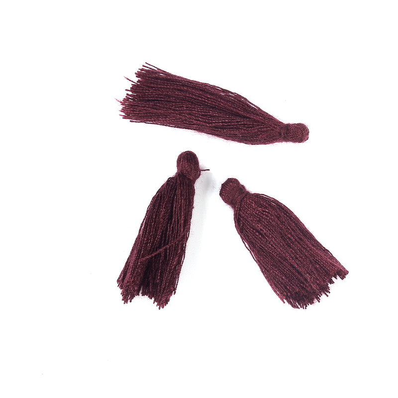10 MAROON RED TASSEL Charms, Rayon Fiber Tassels, 40mm long (about 1-5/8"), chs3405
