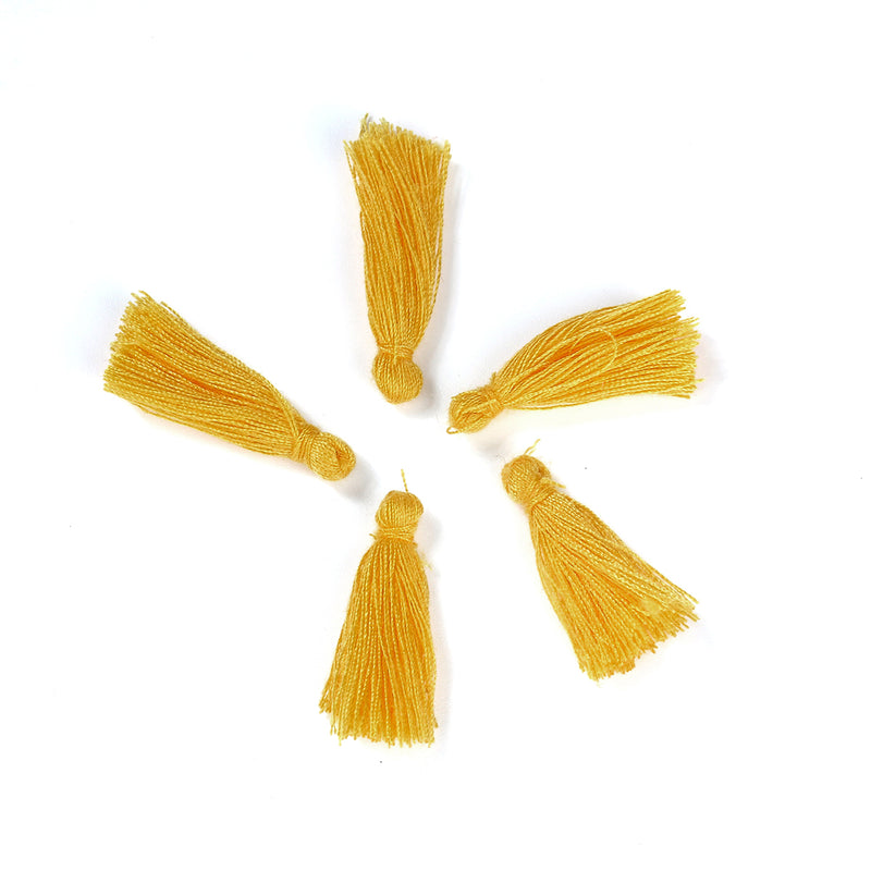 10 YELLOW TASSEL Charms, Rayon Fiber Tassels, 40mm long (about 1-5/8"), chs3392