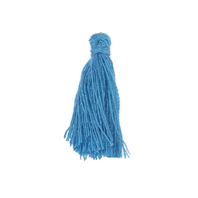 10 PEACOCK BLUE TASSEL Charms, Rayon Fiber Tassels, 40mm long (about 1-5/8"), chs3401
