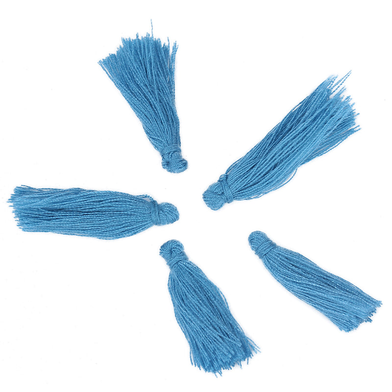 10 PEACOCK BLUE TASSEL Charms, Rayon Fiber Tassels, 40mm long (about 1-5/8"), chs3401