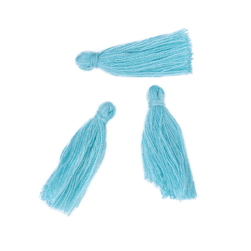 10 TURQUOISE BLUE TASSEL Charms, Rayon Fiber Tassels, 40mm long (about 1-5/8"), chs3398