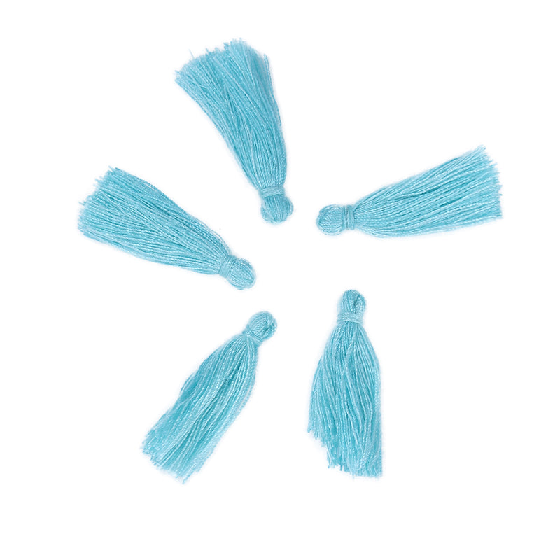10 TURQUOISE BLUE TASSEL Charms, Rayon Fiber Tassels, 40mm long (about 1-5/8"), chs3398