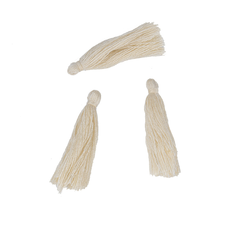 10 IVORY TASSEL Charms, Rayon Fiber Tassels, 40mm long (about 1-5/8"), chs3406