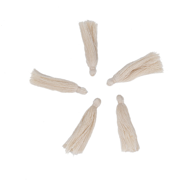 10 IVORY TASSEL Charms, Rayon Fiber Tassels, 40mm long (about 1-5/8"), chs3406