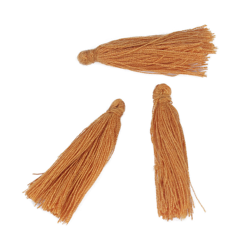 10 CURRY ORANGE TASSEL Charms, Rayon Fiber Tassels, 40mm long (about 1-5/8"), chs3400