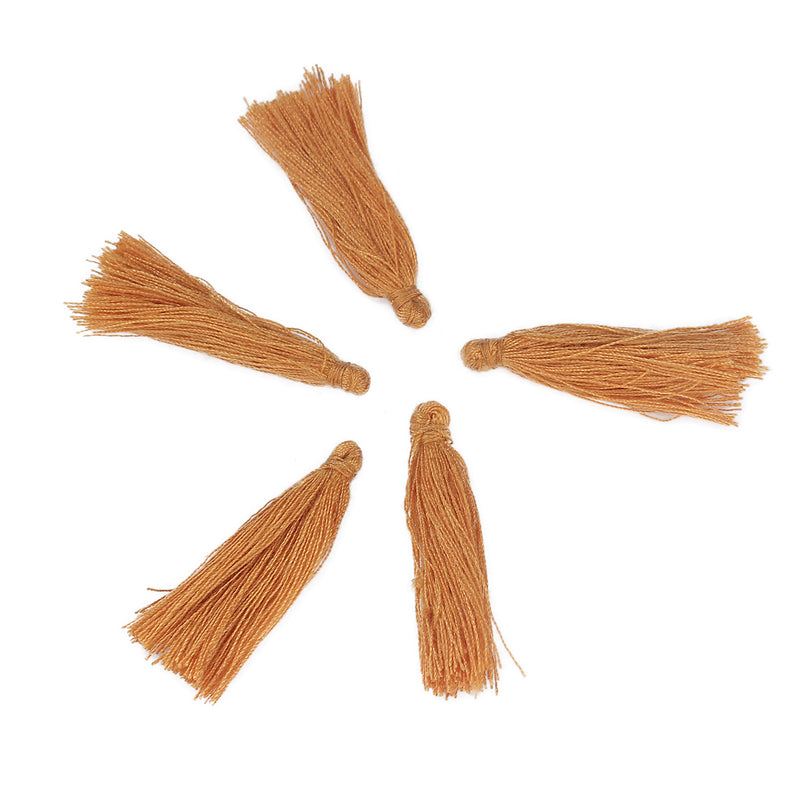 10 CURRY ORANGE TASSEL Charms, Rayon Fiber Tassels, 40mm long (about 1-5/8"), chs3400