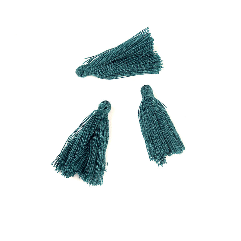 10 TEAL BLUE TASSEL Charms, Rayon Fiber Tassels, 40mm long (about 1-5/8"), chs3399