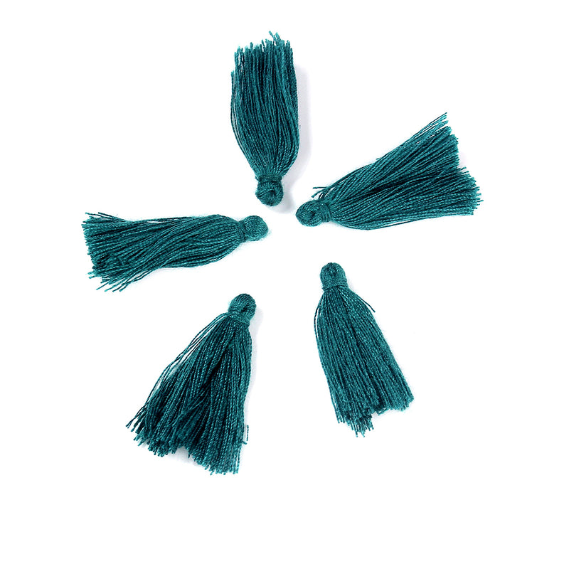 10 TEAL BLUE TASSEL Charms, Rayon Fiber Tassels, 40mm long (about 1-5/8"), chs3399