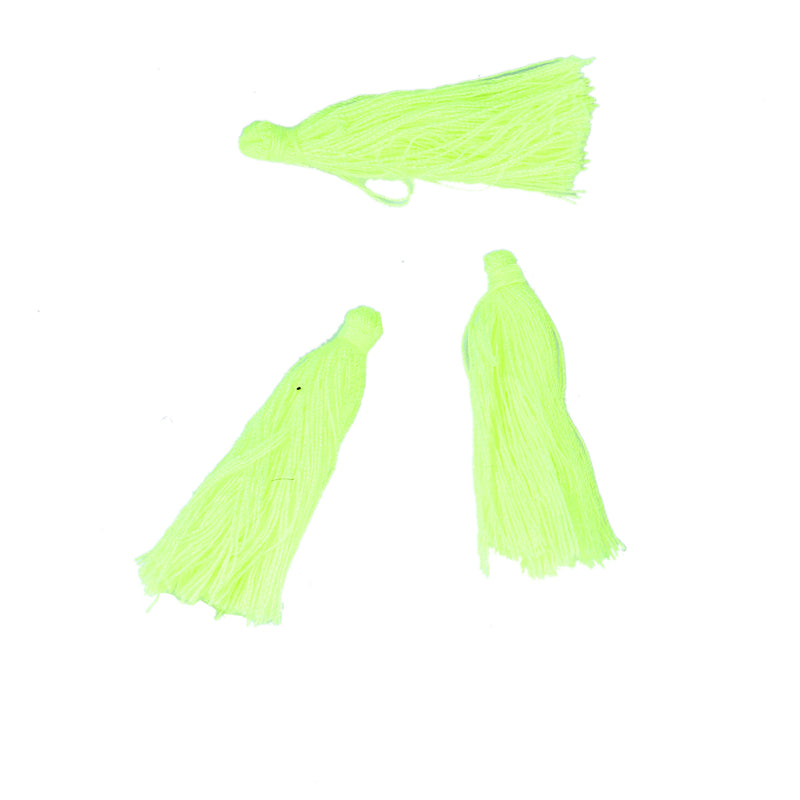 10 NEON YELLOW TASSEL Charms, Rayon Fiber Tassels, 40mm long (about 1-5/8"), chs3393