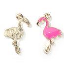 5 FLAMINGO Charms, Hot Pink Enamel and GOLD plating, gold charms, chs3214