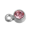 30 Rhinestone Channel Set Charm Drops, PINK, silver metal 9x6mm, chs3128