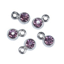 30 Rhinestone Channel Set Charm Drops, LAVENDER PURPLE, silver metal 9x6mm, chs3127