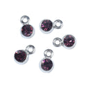 30 Rhinestone Channel Set Charm Drops, AMETHYST PURPLE, silver metal 9x6mm, chs3131