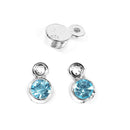 30 Rhinestone Channel Set Charm Drops, AQUAMARINE BLUE, silver metal 9x6mm, chs3126