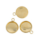 20 Bright Gold Plated Charm Bezel, Fits 12mm Round Cabochons, gold bezel tray, chs3134