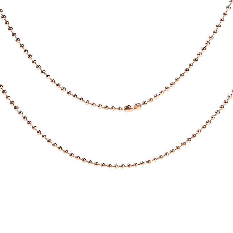 10 Rose Gold Stainless Steel BALL CHAIN Necklaces, with clasp, 30" long, 2.4mm  fch0731