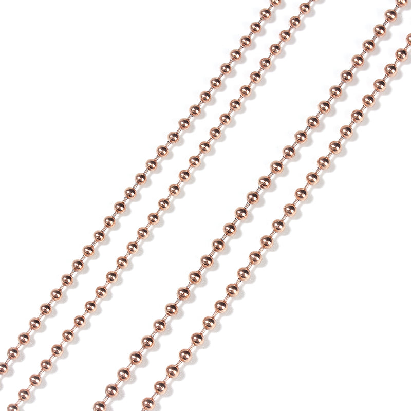 10 Rose Gold Stainless Steel BALL CHAIN Necklaces, with clasp, 30" long, 2.4mm  fch0731