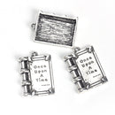 20 Small Story Book Charms, Once Upon A Time, Antique Silver Metal Charm Pendants, 17x12mm, chs3209b