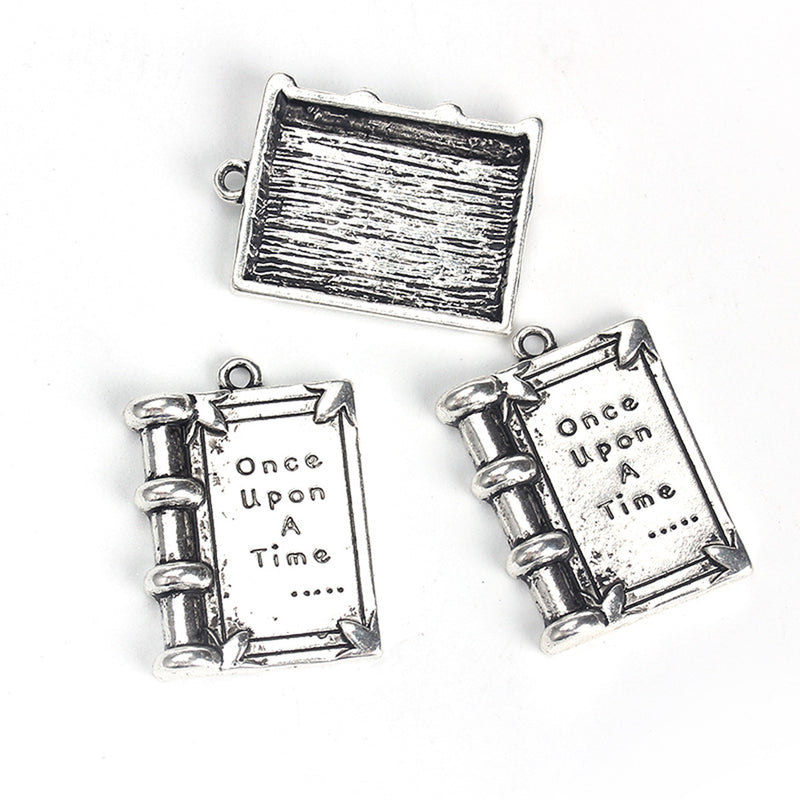 20 Small Story Book Charms, Once Upon A Time, Antique Silver Metal Charm Pendants, 17x12mm, chs3209b