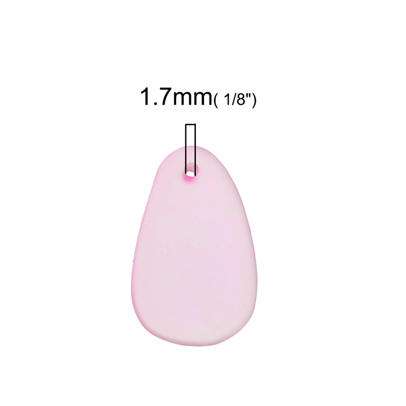 5 Pink Resin Charms Faux Beach Glass Drop Charms, Frosted Matte Translucent, 24x15mm, chs3328