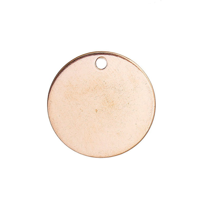 5 ROSE GOLD Stainless Steel Metal Stamping Blanks Charms ( 20mm, 3/4" ), Round Disc Tags, 19 gauge, msb0451