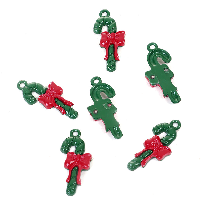 10 CHRISTMAS Charms, CANDY CANE Charms or Pendants, enamel, 29mm, chs3407
