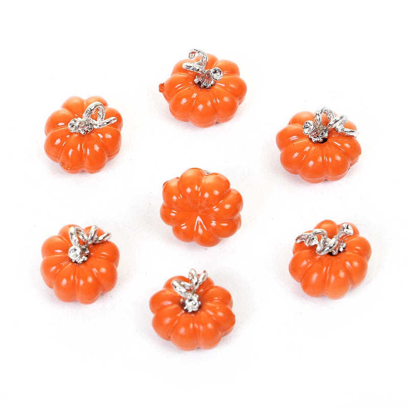 5 PUMPKIN Charms, Fall Pumpkin Charms, Halloween Charms, Petite Enamel Halloween Pumpkin Charms, 11x10mm, chs3330
