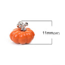 5 PUMPKIN Charms, Fall Pumpkin Charms, Halloween Charms, Petite Enamel Halloween Pumpkin Charms, 11x10mm, chs3330