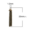 2 BRONZE CHAIN TASSEL Pendant Charms, about 2.75" long, chs3307