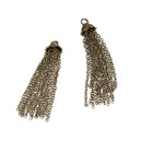 2 BRONZE CHAIN TASSEL Pendant Charms, about 2.75" long, chs3307