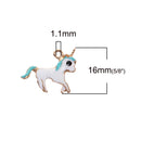 5 UNICORN Charms, BLUE Enamel with Gold Plate, Fairy Tale Charms, Animal Charms, 16x14mm, chs3371