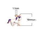 5 UNICORN Charms, PURPLE Enamel with Gold Plate, Fairy Tale Charms, Animal Charms, 16x14mm, chs3412