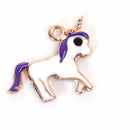5 UNICORN Charms, PURPLE Enamel with Gold Plate, Fairy Tale Charms, Animal Charms, 16x14mm, chs3412