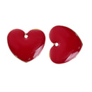 5 RED Enamel Heart Charms, double sided, 15x14mm, chs3431