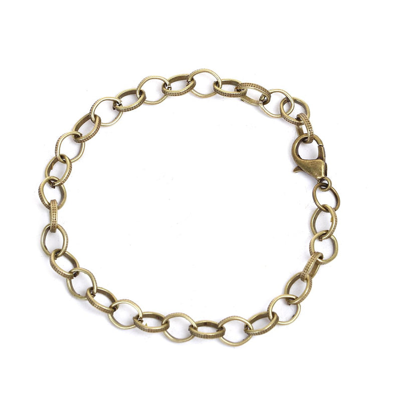 12 Antique Bronze Cable Link Chain Bracelets 20cm (7-7/8") FCH0672