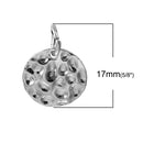 10 SILVER Hammered Metal Coin Sequin Charms, Round Dot Charms, double sided design, 13mm (1/2"), chs3388