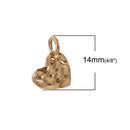 10 GOLD Hammered Metal HEART Sequin Charms, Flat Dot Charms, double sided design, 14mm (5/8") chs3415