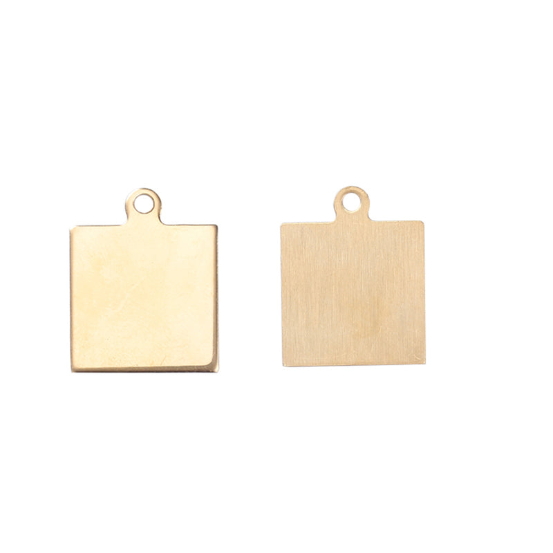 5 Gold Stainless Steel Square Stamping Blanks, Jewelry Tags, Pendants, 25x20mm, 18 gauge msb0454
