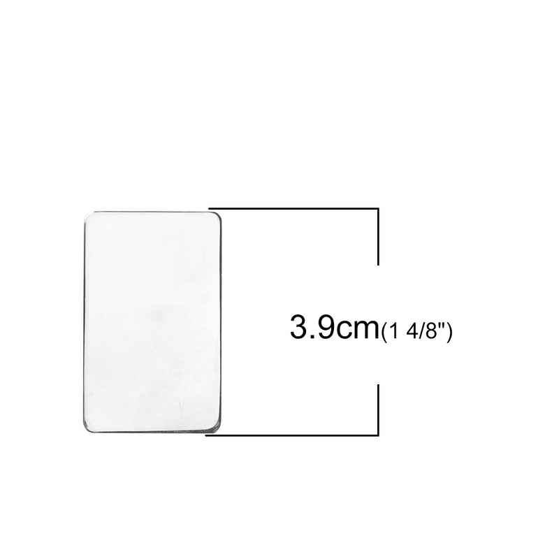 2 Stainless Steel Metal Stamping Blanks, Rectangle Plate, no hole, 15 gauge, msb0456