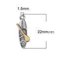 2 Kayak Charms, Silver and Gold Canoe Charms, Paddle Charms, 22mm chs3457