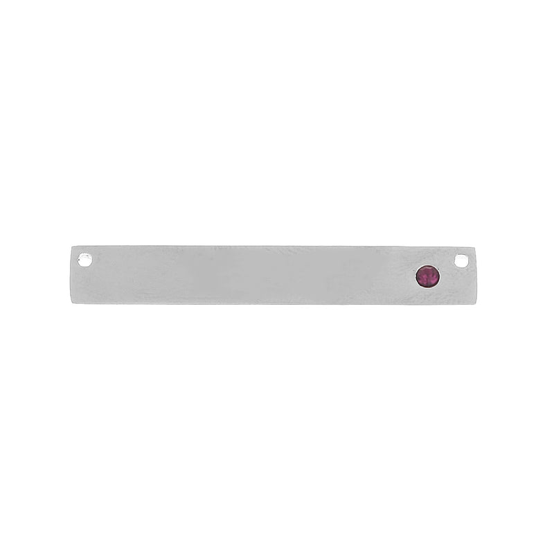 2 Stainless Steel Metal Bar Connector Blanks, top holes, PURPLE CRYSTAL, Rectangle Charms, 38mm x 6mm, (1-1/2" x 1/4"), chs3383