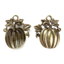 2 Large Pumpkin Charm Pendants, Bronze Metal, 55mm, chs3462