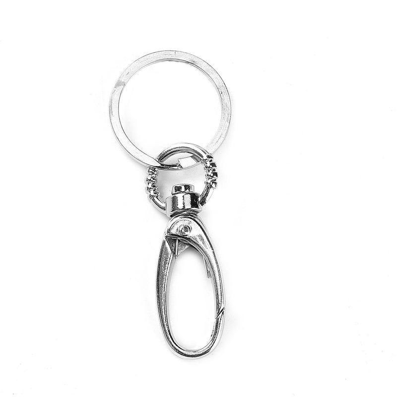 5 Large Silver Tone  Keychains with Clasp, lobster clasp, swivel key chain clasp for lanyards, purses, add your own charms, fin0718