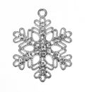 5 Large Rhinestone SNOWFLAKE Charms, silver with clear crystals, 40mm, chs3453