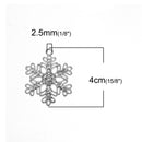 5 Large Rhinestone SNOWFLAKE Charms, silver with clear crystals, 40mm, chs3453