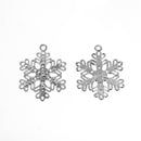 5 Large Rhinestone SNOWFLAKE Charms, silver with clear crystals, 40mm, chs3453