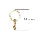 10 Gold Key Rings with Chain, for adding your own charms, beads, 1 1/4" diameter  fin0713