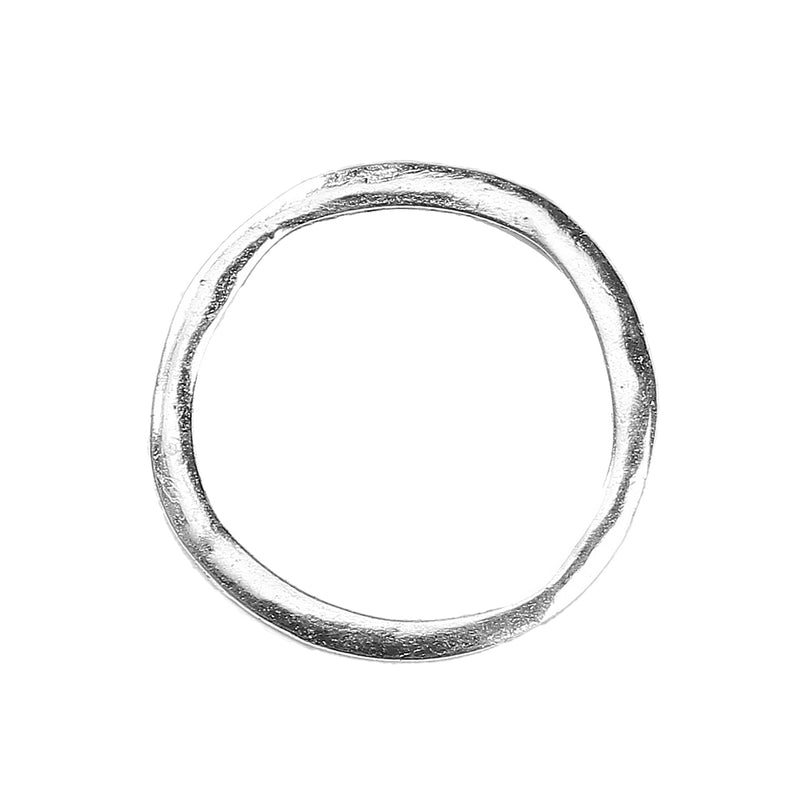 10 CIRCLE RING Silver Plated Metal Charm Connectors  23mm chs3381