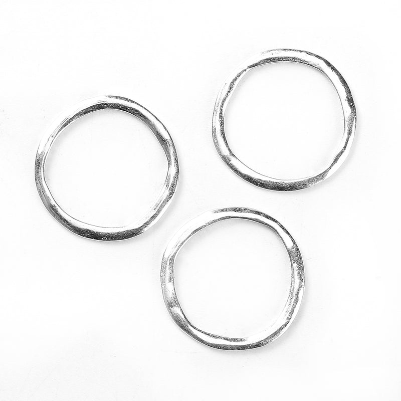 10 CIRCLE RING Silver Plated Metal Charm Connectors  23mm chs3381