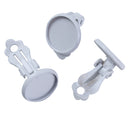 10 WHITE Plated Clip-On Earring Blanks, bezel tray fits 12mm round cabochons, fin0708